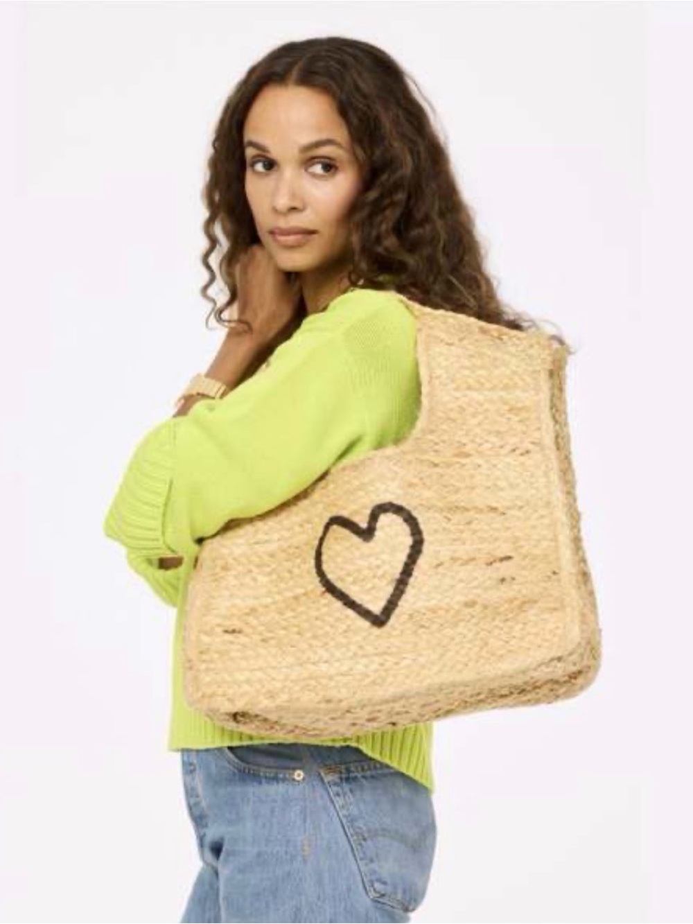 Kerri Rosenthal Imperfect Heart Jute Tote, NWT!